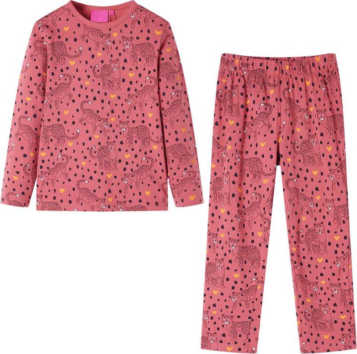 VidaXL Kinderpyjama mit Langen Ärmeln Altrosa 128,Material: 95 (128)