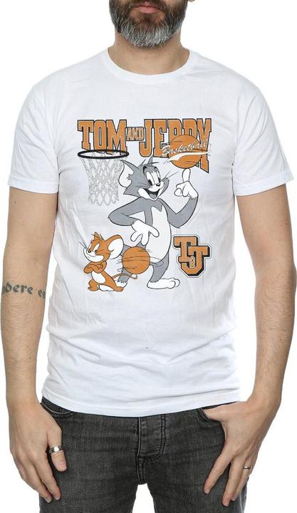Actual product image Tom & Jerry Mens Spinning Basketball Cotton T-Shirt (XL)