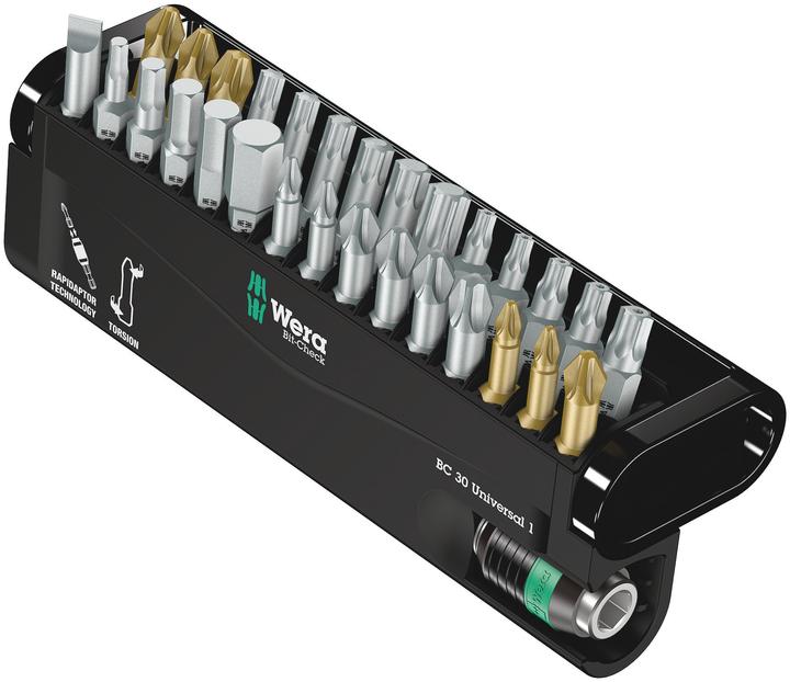 Wera Bit-Check 30 Universal 1 (3/4", 5/16", 1/2", 13/16" Schaft, 6,3 mm (1/4"), 10 mm (3/8"), 12,5 mm (1/2"), 12,5 mm (3/8"), 12,5 mm (1/2"), 10 mm (3/8"), 12,5 mm (3/8"), 11/16" (3/4"), 5/16" Schaft, 10/32")