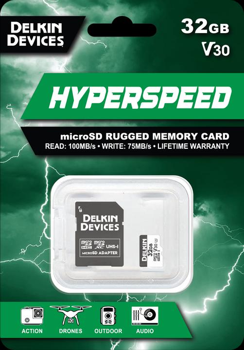 Produktbild Delkin HYPERSPEED UHS-I (V30) microSD 32GB R:100MB/s W:75MB/s (32 GB, microSDHC, U3, UHS-I)