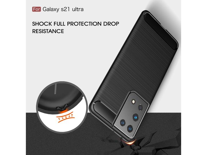 Produktbild Screenguard Samsung Galaxy S21 Ultra Hülle Carbon Brushed Soft TPU (Samsung Galaxy S21 Ultra)