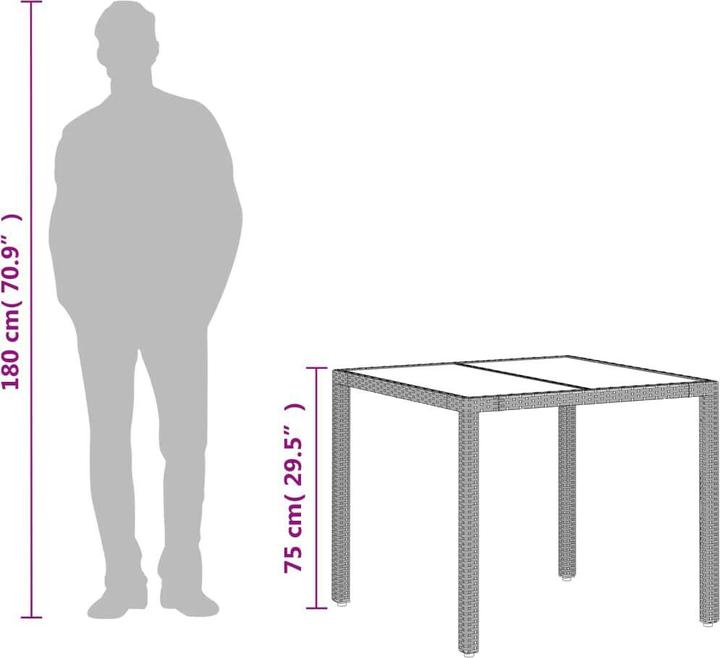 Produktbild VidaXL Gartentisch mit Glasplatte (90 cm)