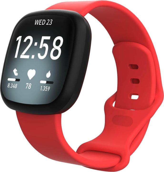 Produktbild Cover-Discount Fitbit Versa 4 / Sense 2 - Silikon Ersatzarmband rot (Silikon)