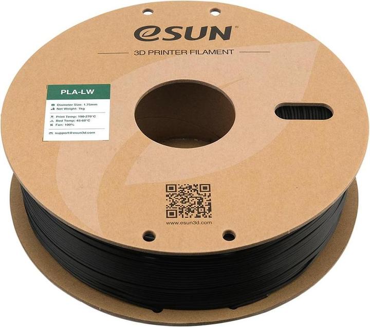 Actual product image eSUN ePLA-LW Black Lightweight Filament 1.75mm 1Kg (PLA, 1.75 mm, 1000 g, Black)