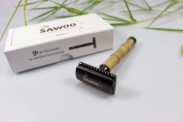 Actual product image Sawoo Bamboo razor made of brass and bamboo wood incl. 10 razor blades