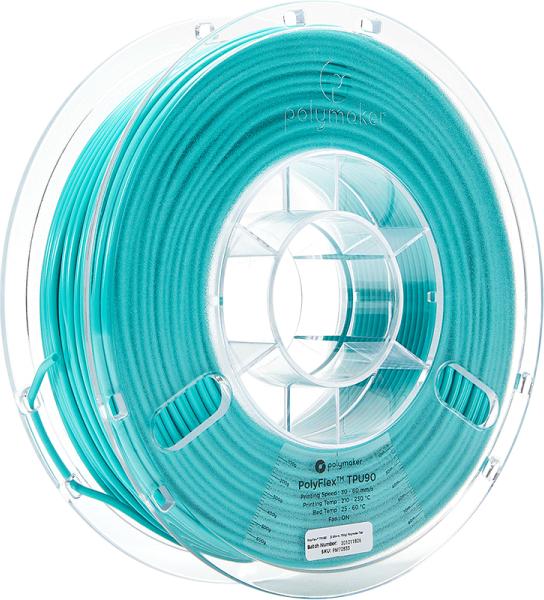 Actual product image Polymaker PolyFlex TPU90 - Teal - 2.85mm (TPU, 2.85 mm, 750 g, Blue)