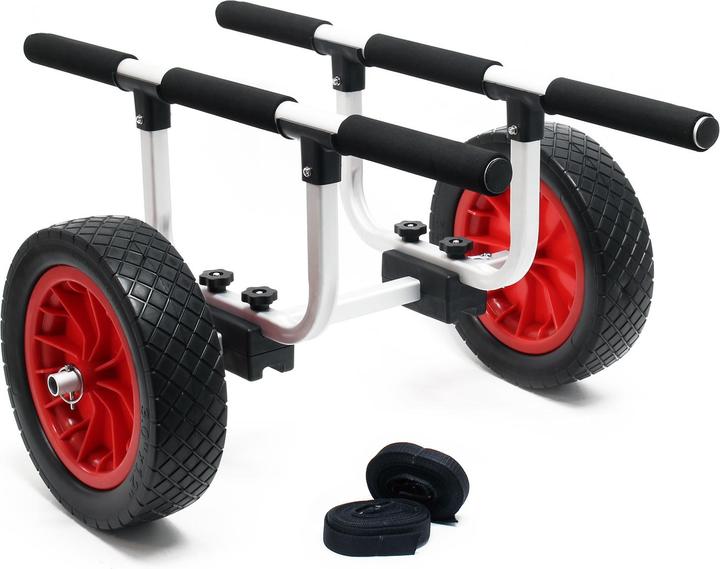 Image du produit Wiltec Chariot de transport Alu 90kg pour Kayak Canoë avec Grande Roue PU Ø31cm & Largeur réglable