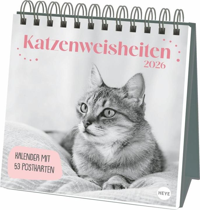 Produktbild Katzen Weisheiten Premium-Postkartenkalender 2026 (Harter Einband, Deutsch)