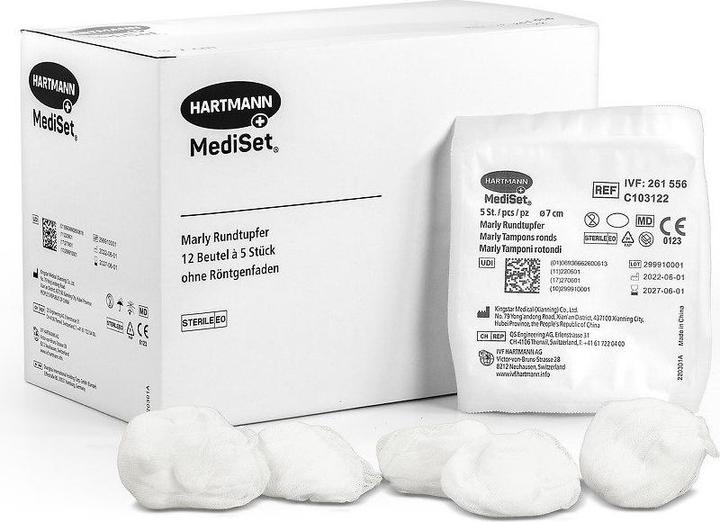 Actual product image IVF Hartmann Marly round swab Gr7 sterile 12 Btl 5 Stk