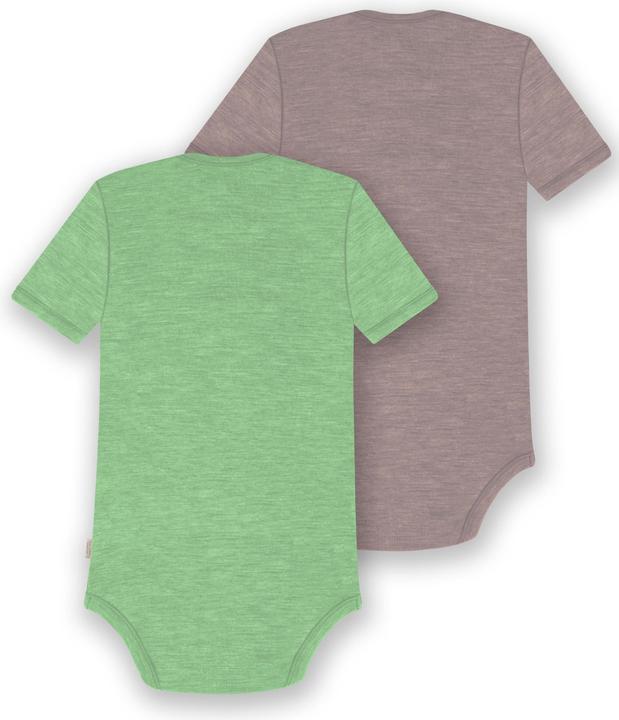 Actual product image Normani Set of 2 baby merino bodysuit short sleeves "Tauranga" - 9297 (80)
