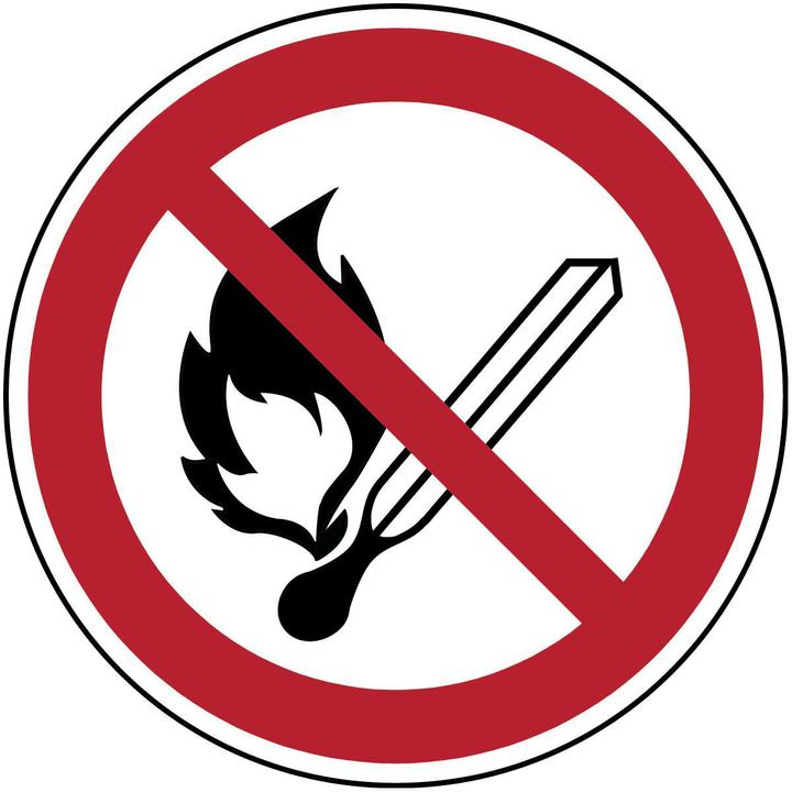 Actual product image Brady ISO safety sign - No naked flames fire, naked lights and smoking prohibited