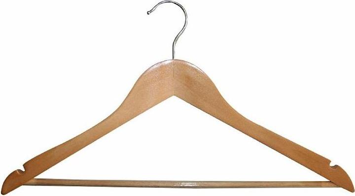 ReinigungsBerater Appendiabiti da hotel in legno neutro, 50 pezzi con barra gommata per pantaloni e tacche per gonne (50 x)