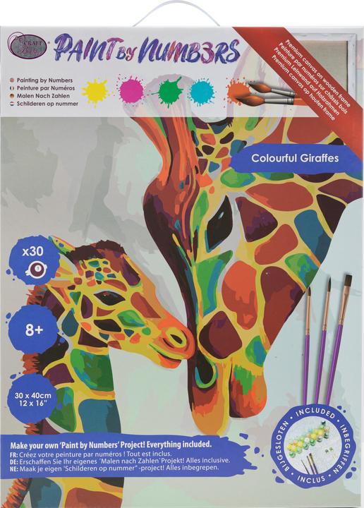 Actual product image Craft Buddy Painting by Numbers Picture Set 30x40cm Colourful Giraffes