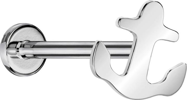 Star Piercing Micro Threadless Labret silber Anker silber (Titan G23, ohne Messing)