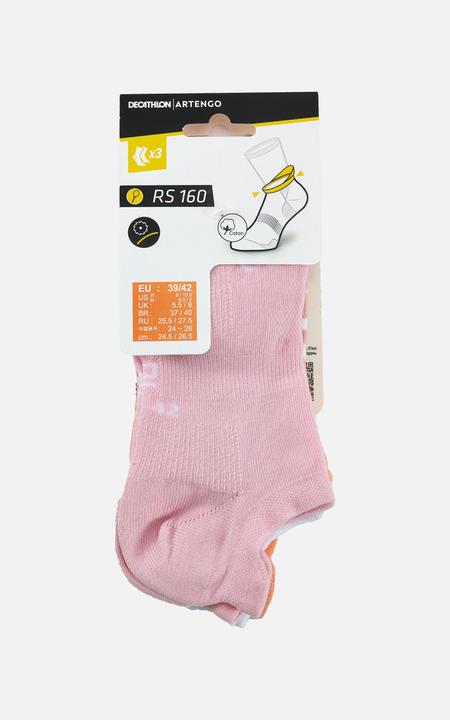 Actual product image Artengo Tennissocken RS160 Low 3er Pack orange/rosa Motive (39, 42)