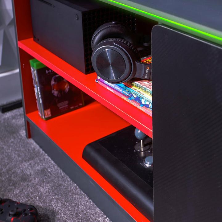 Produktbild X Rocker Carbon-Tek Gaming TV-Board mit LED-Beleuchtung - grau/rot