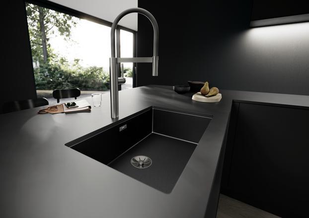 Actual product image Blanco CLARON 700-U Dark Steel Edition | stainless steel | installation type: undermount | without drain (Undermount sink, 74 cm, 44 cm)