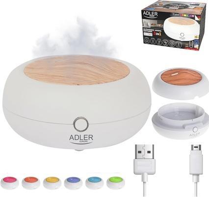 Image du produit Adler AD 7969 USB Diffuseur d'arôme ultrasonique 3en1, Blanc (70 ml)