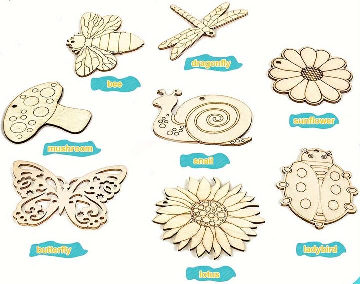 Produktbild Activity Board 32pcs hölzerne Ausschnitte Schmetterling Holzscheiben, Handwerk Kits, Holzausschnitte