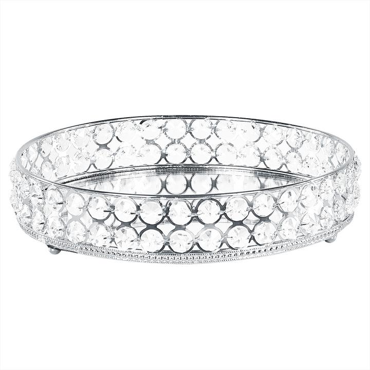 Image du produit Beliani Plateau décoratif verre / fer effet miroir ø 25 cm argent VATAN
