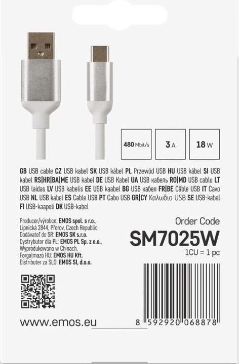 Actual product image Emos USB A — USB C (1 m, USB 2.0)