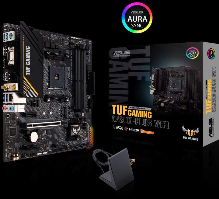 Actual product image ASUS TUF GAMING A520M-PLUS WIFI (AM4, AMD A520, mATX)