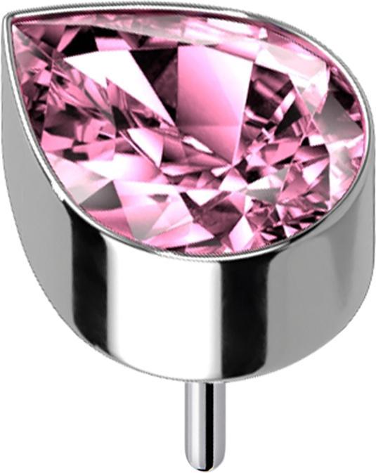 Produktbild Star Piercing Threadless silber mit Tropfen Kristall pink (ohne Messing, Titan G23)