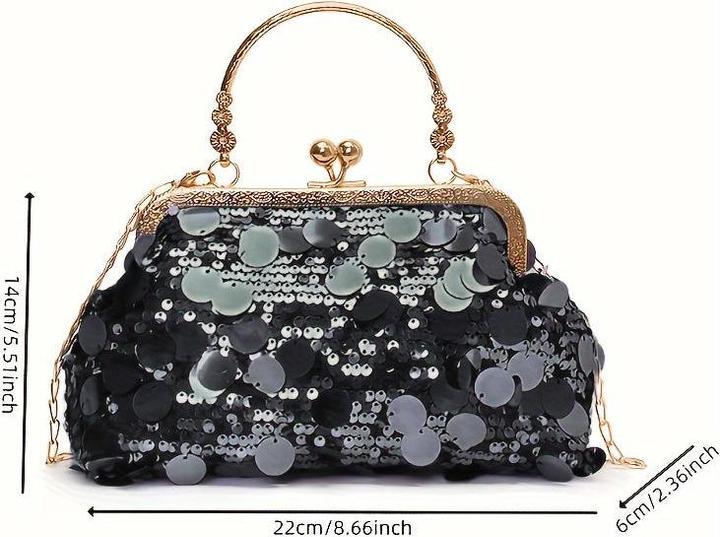 Only-Bags.Store Schicke Vintage-inspirierte Crossbody-Tasche mit verstellbarem Riemen und Pailletten-Akzenten