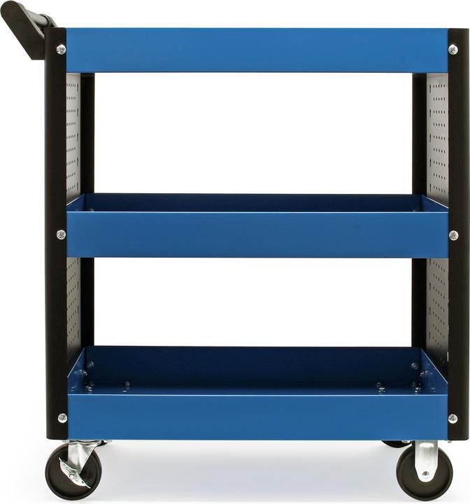 Immagine prodotto Wiltec Servante d'atelier 3 Niveaux Poignée Roues plastique Frein Étagère Rangement Bord surélevé Chariot (3 x)