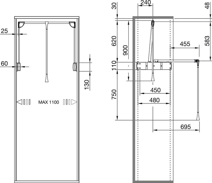 Produktbild Servetto Kleiderlift Super Pro 1100mm Kunststoff/Stahl grau (1 Stk.)