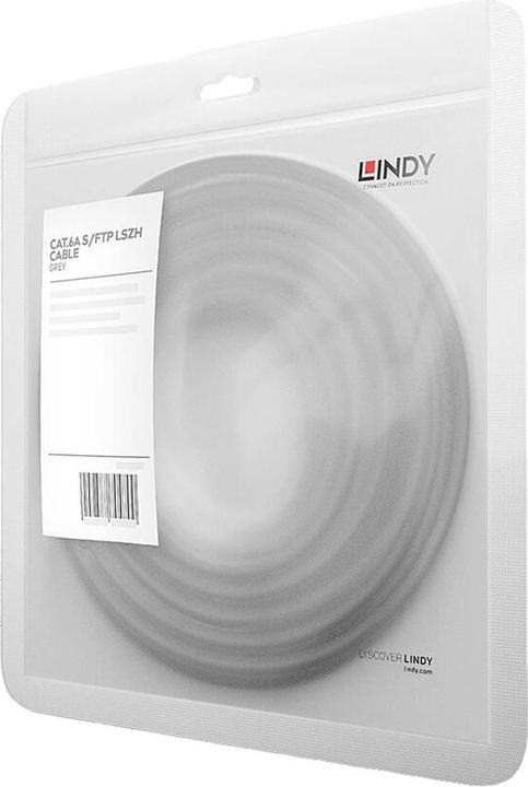Image du produit Lindy 100m de câble Cat.6A S/FTP LSZH, gris RJ45 mâle, 500MHz, cuivre (S/FTP, CAT6a, 100 m)
