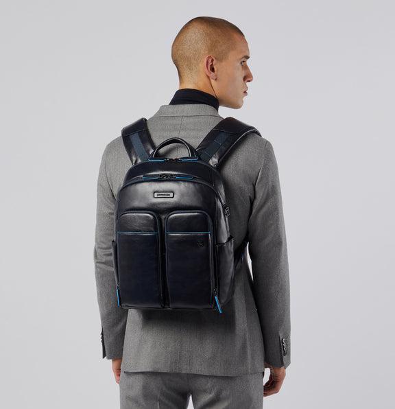 Actual product image Piquadro Blue Square - Laptop backpack with iPad® compartment, RFID blocker (16 l)