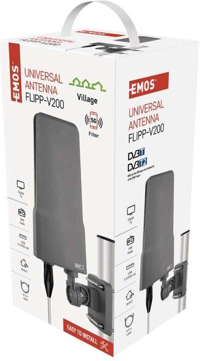Produktbild Emos Universale Antenne VILLAGE FLIPP–V200, DVB-T2, DAB, LTE/4G/5G Filter (Parabolantenne, DVB-T / -T2)