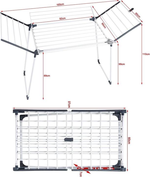 Actual product image Promis Tumble dryer MILANO extendable additional 4 wings (24 m)