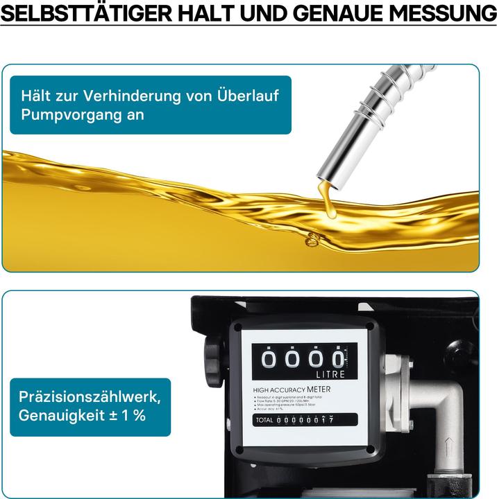 Image du produit Wiltec Pompe à Fuel Gasoil bio Autoaspirante 230V/750W 80l/min Pistolet Auto.
