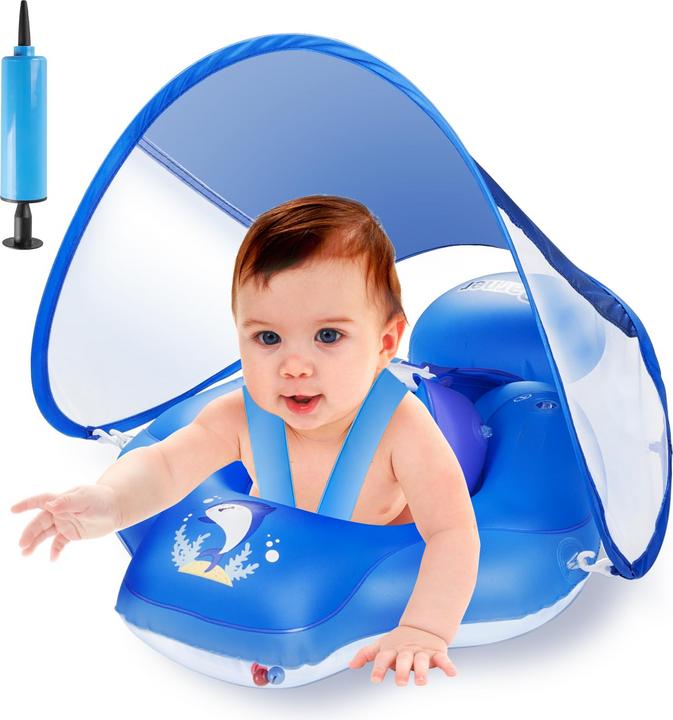 Activity Board Schwimmring Baby mit UPF50+ Sonnendach, Schwimmhilfe Baby für den Pool, verstellbarer