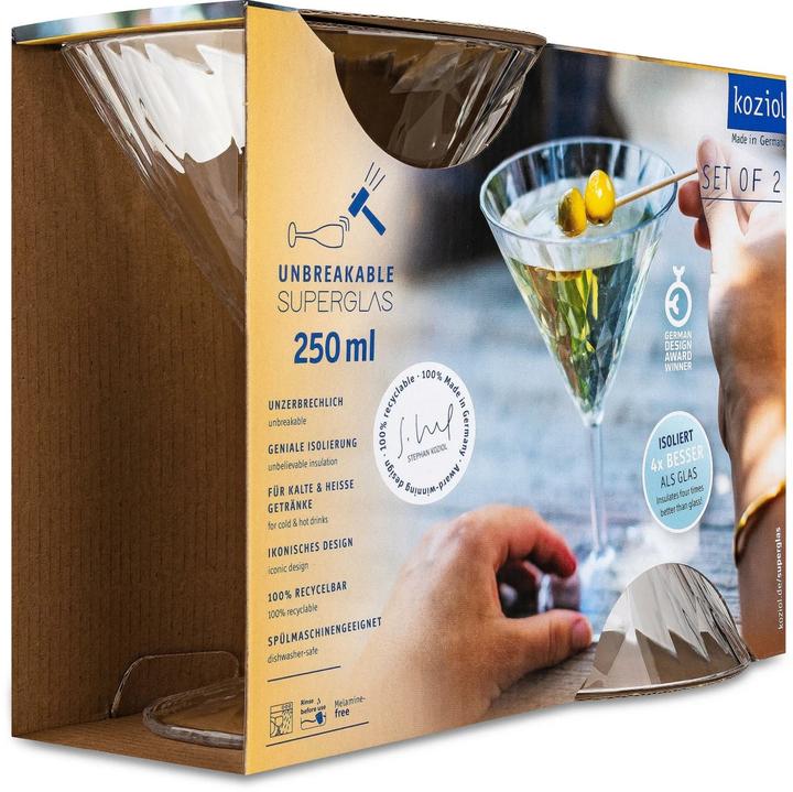 Actual product image Koziol Cocktail glass Superglas Club No. 12, 250 ml, 2 pieces (2.50 dl, 2 x, Martini glasses)