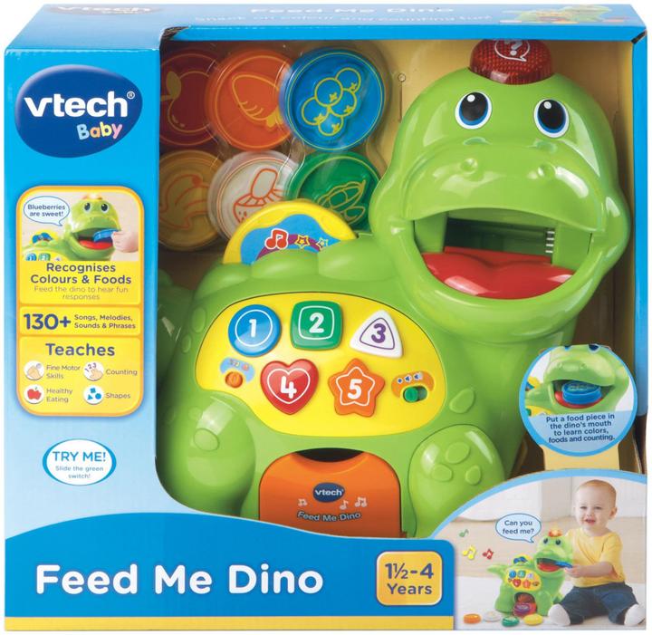 Actual product image VTech 157703 Baby Interactive Feed Me Dino | Musical Baby Toy with Numbers and Phrases (English Vers