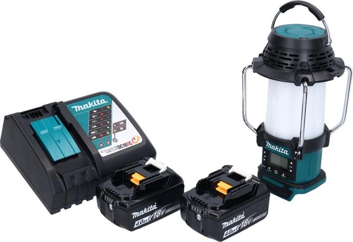 Actual product image Makita DMR 055 RM Battery radio 18 V FM with lantern 360° torch + 2x battery 4.0 Ah + charger (FM, AM)