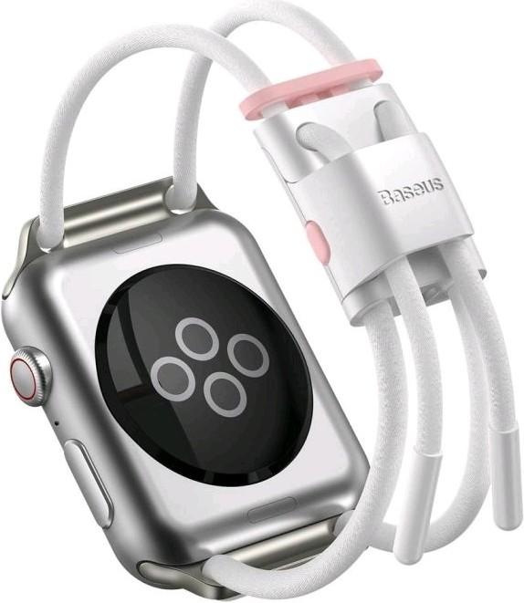 Produktbild Baseus Let's go Series iWatch Strap Lockable Rope for 3,4,5 series38 mm40 mm, WeissPink (Baumwollschnur, PC, Aluminiumlegierung)