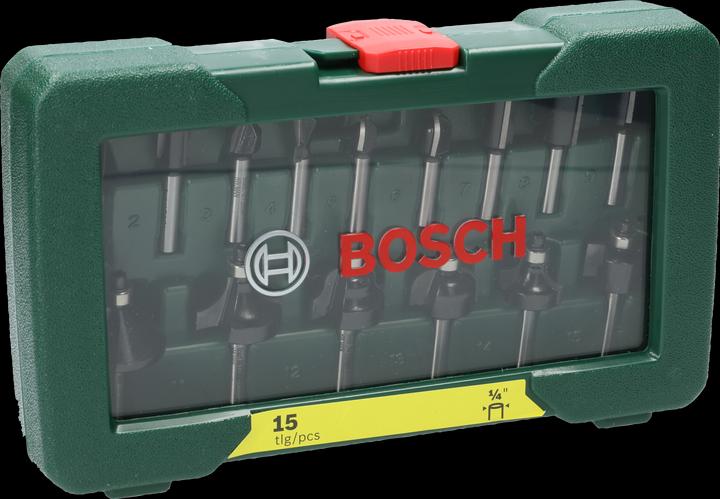 Produktbild Bosch Zubehör HM-Fräser-Set mit 1/4-Zoll Schaft, 15-teilig