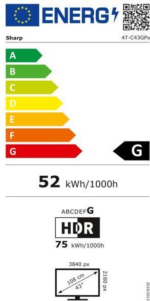 Energy Label Sharp 43GP6260E silber (43", QLED, 4K, 2025)