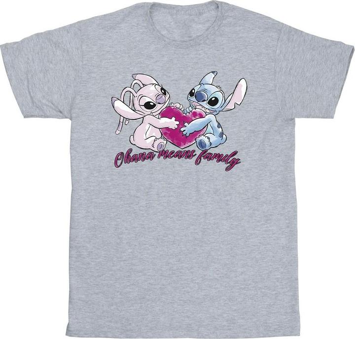 Actual product image Disney Girls Lilo And Stitch Ohana Heart With Angel Cotton T-Shirt (104)