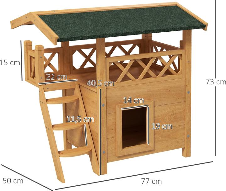 Produktbild PawHut Katzenhaus mit Treppe und Dach (Katze)
