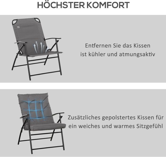 Immagine prodotto Swisshandel24 Campingstuhl faltbarer Gartenstuhl mit Metallrahmen für Pool, Strand Grau