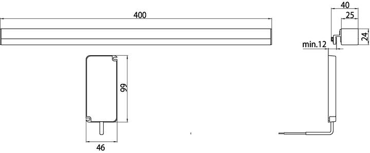 Actual product image Emco LED mirror clamp-on luminaire SYSTEM 2 horizontal, chrome 400mm (Neutral White, 50 cm, Indoor)