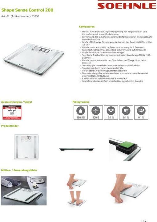 Actual product image Soehnle Analysing scales (180 kg)
