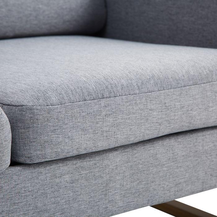 Produktbild Swisshandel24 2-Sitzer Sofa Ecksofa Polstersofa Stoffsofa Sitzmöbel Holz hellgrau (2-Sitzer)