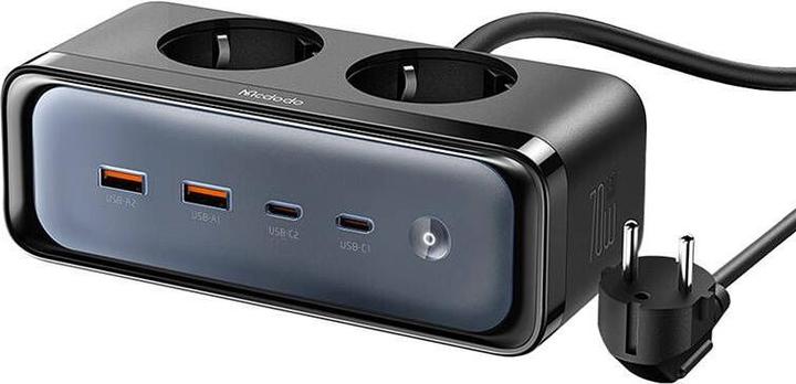 Actual product image Mcdodo Power strip with 2 outlets 6in1, 2x USB-C, 2x USB-A CH-4610, EU (black) (2 x, USB-A, USB-C, 1.50 m)