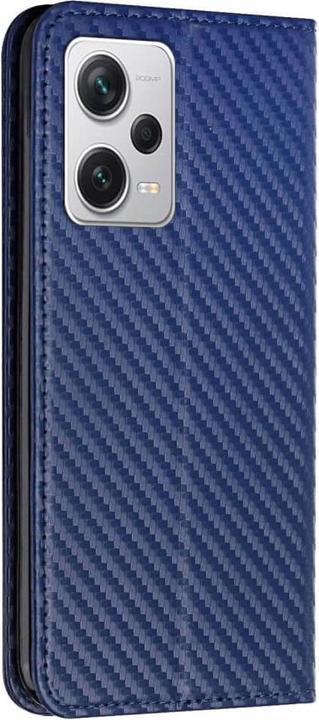 Produktbild Cover-Discount Xiaomi Poco X5 Pro - Carbon Look Flip Case Hülle blau (Xiaomi Poco X5 Pro, Xiaomi Redmi Note 12 Pro 5G)